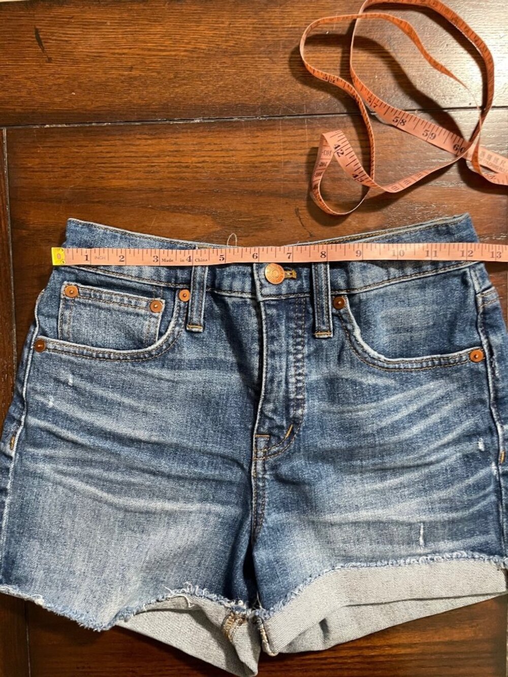 Madewell High-Rise Denim Jean Shorts Cutoffs Frayed Raw Hem 23 000 - Picture 4 of 9